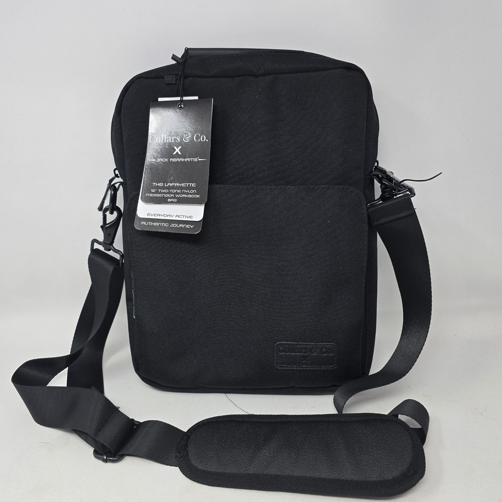 Collars & Co Jack Abrahams soho Messenger Workbook Bag Black business casual NEW
